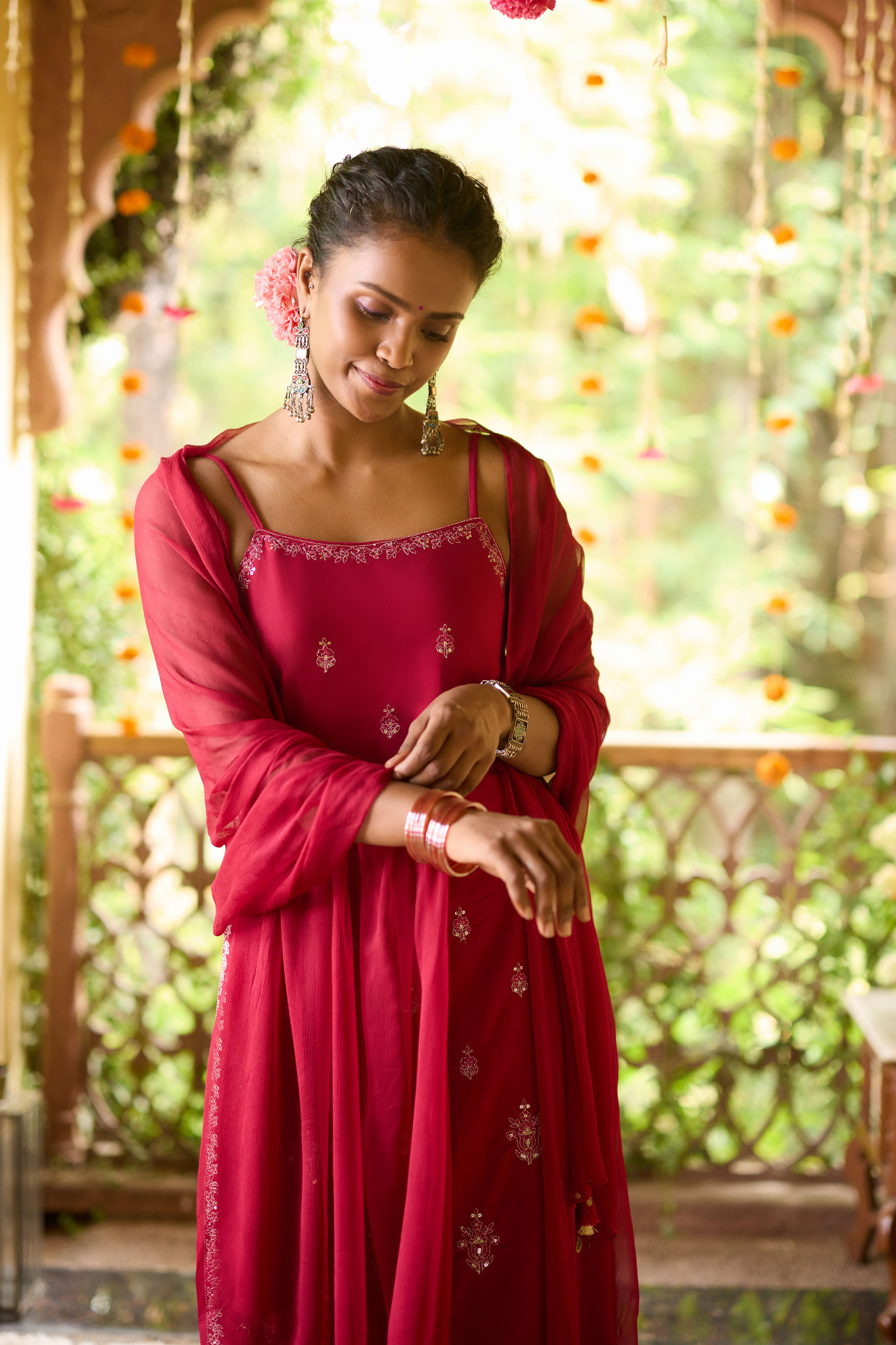 Lush Lal Kurta Set, Red, image 2